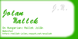 jolan mallek business card